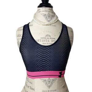 Under Armour Women's Sports Bra Med Black & Pink UA Workout Gym Activewear